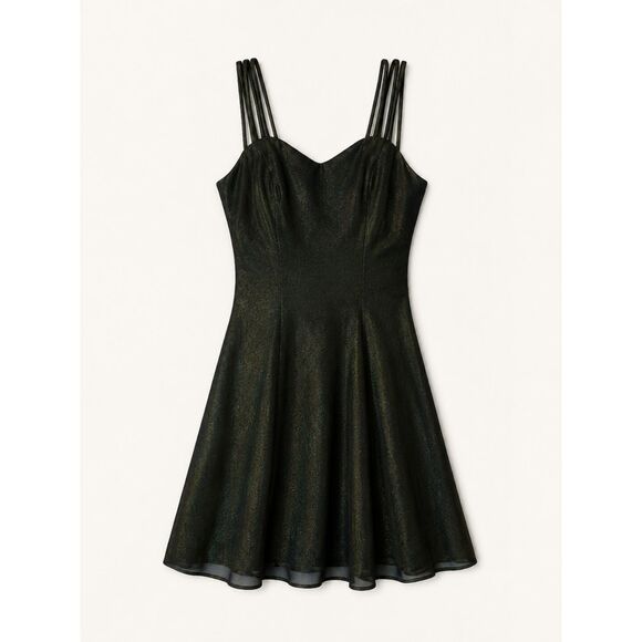 All that Jazz Dresses & Skirts - Vintage 90s All That Jazz Black Mini Dress Green Iridescent Straps